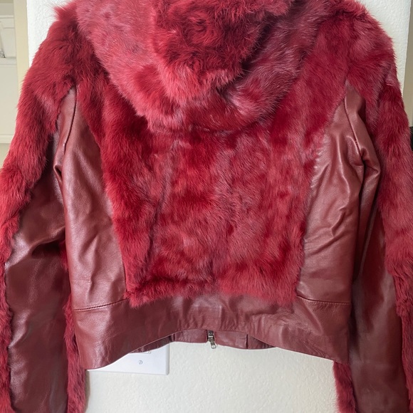 Fur & Leather Burgundy jacket - Picture 4 of 5